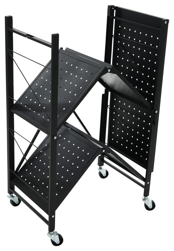 Metal 3-Tier Foldable Utility Rack, Black