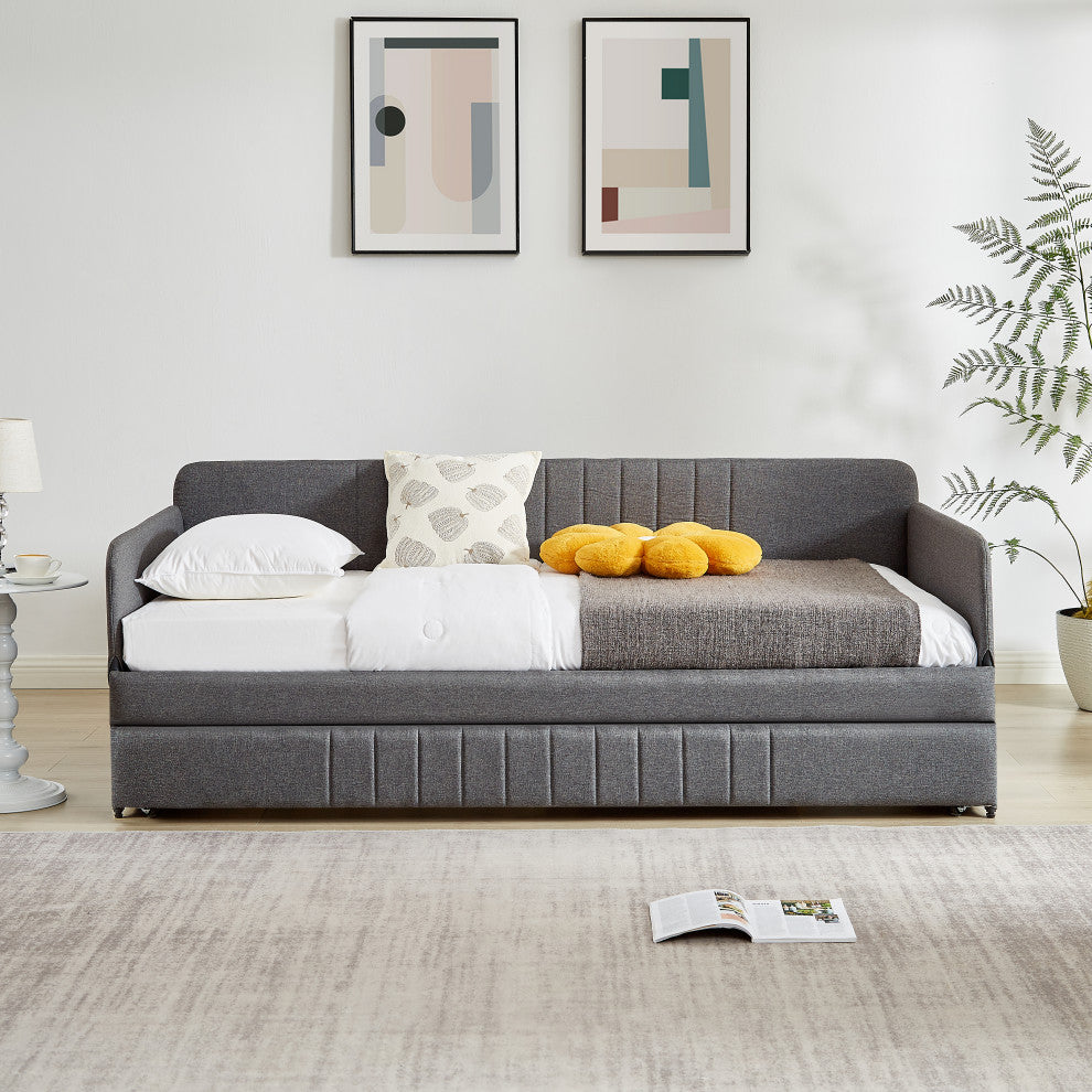Gewnee sofa bed metal framed with trundle twin size