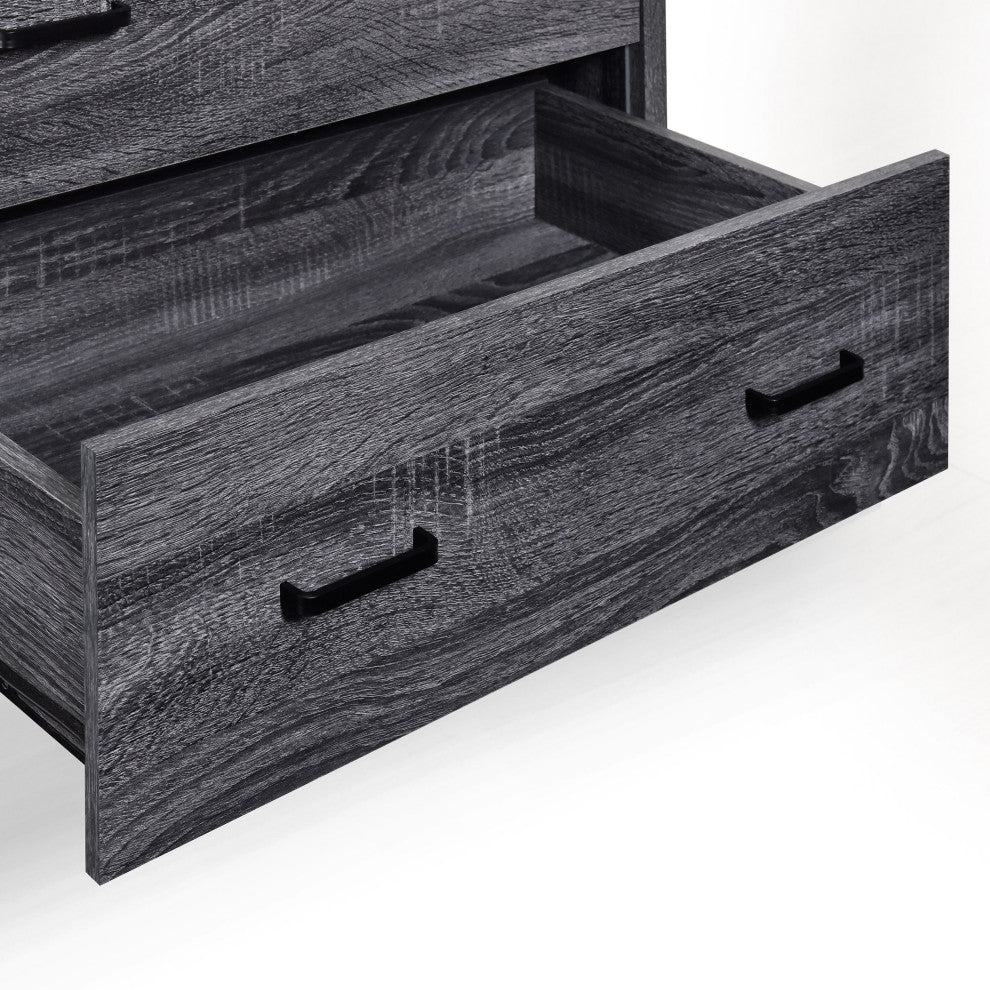 Titeca Contemporary 3 Piece Double Dresser and Nightstand Set, Sonoma Grey Oak