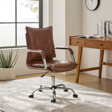 Task Chair With Padded Arms, Brown