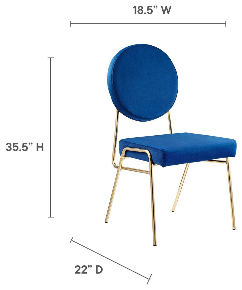 Craft Performance Velvet Dining Side Chairs, Set of 2, Gold Navy