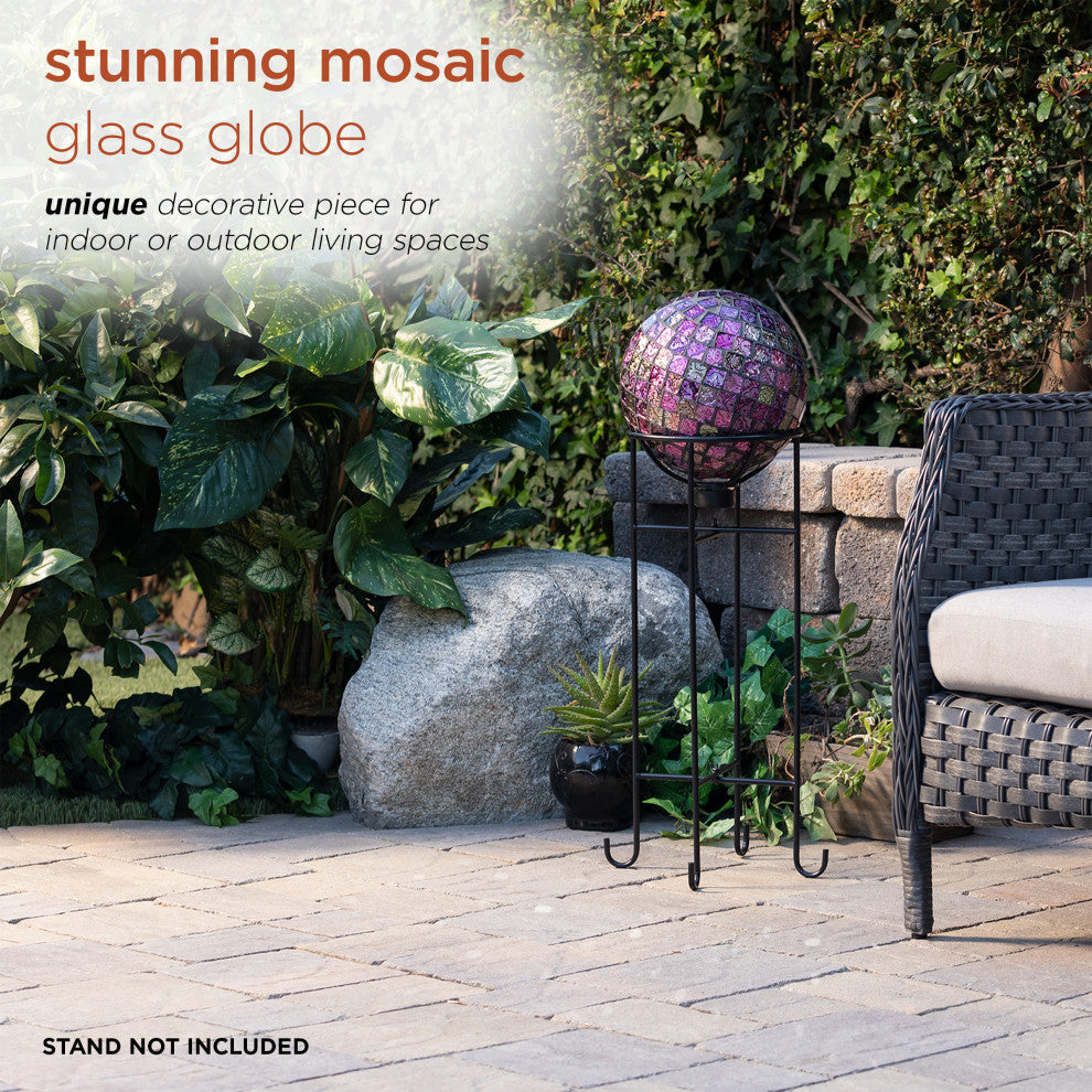 Alpine Violet Mosaic Gazing Globe, 11"Tall