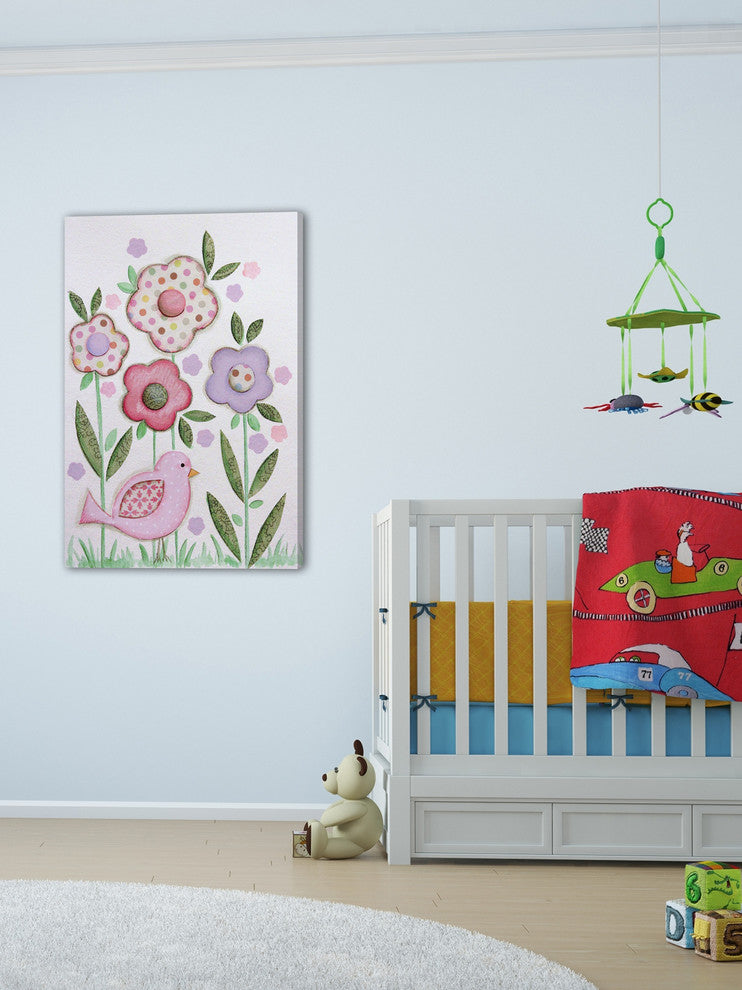 Marmont Hill, "Collage Flowers" by Reesa Qualia Painting Wrapped Canvas, 24x36