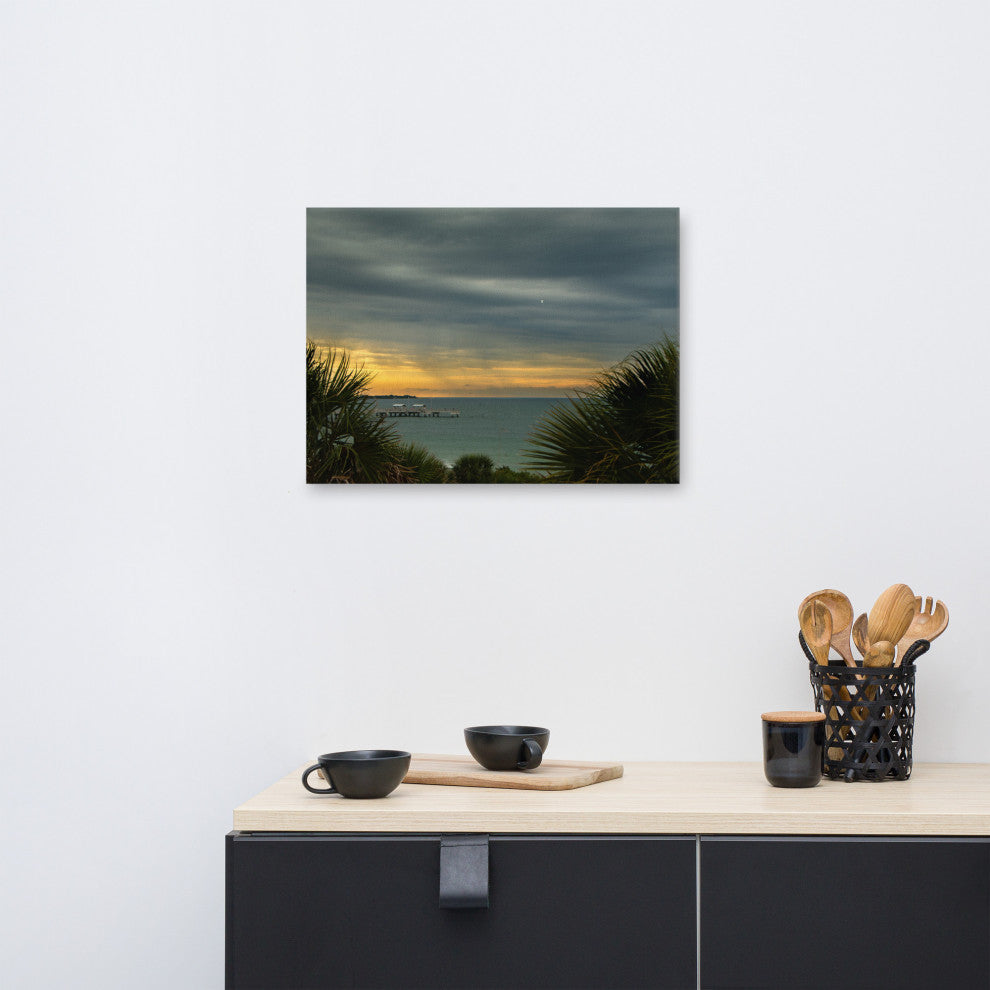 Cloudy Rainy Sunset De Soto Beach Landscape Photo Canvas Wall Art Print, 18" X 24"