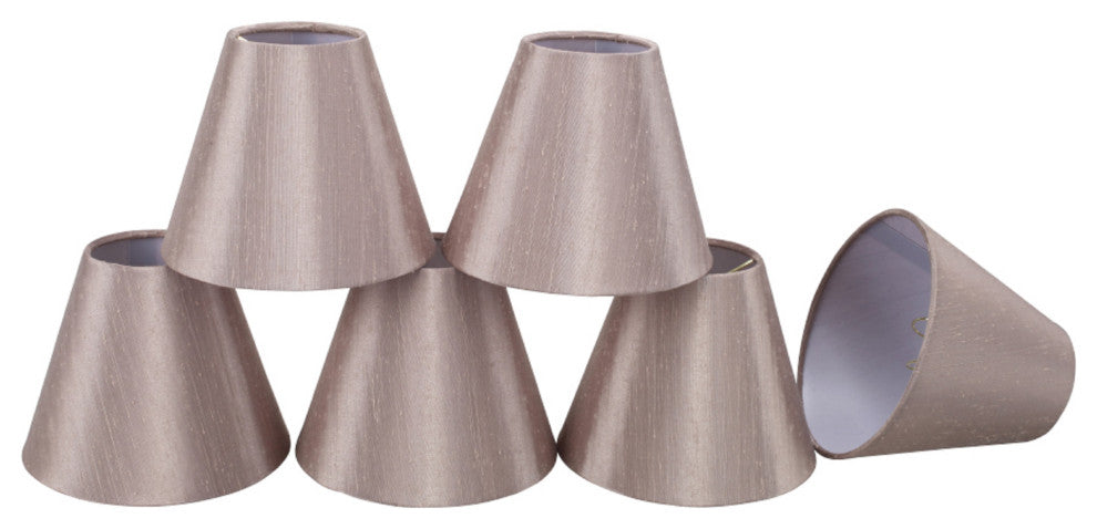 32002-6 Small Hardback Empire  Chandelier Clip On Lamp Shade Taupe 3"x6"x5"