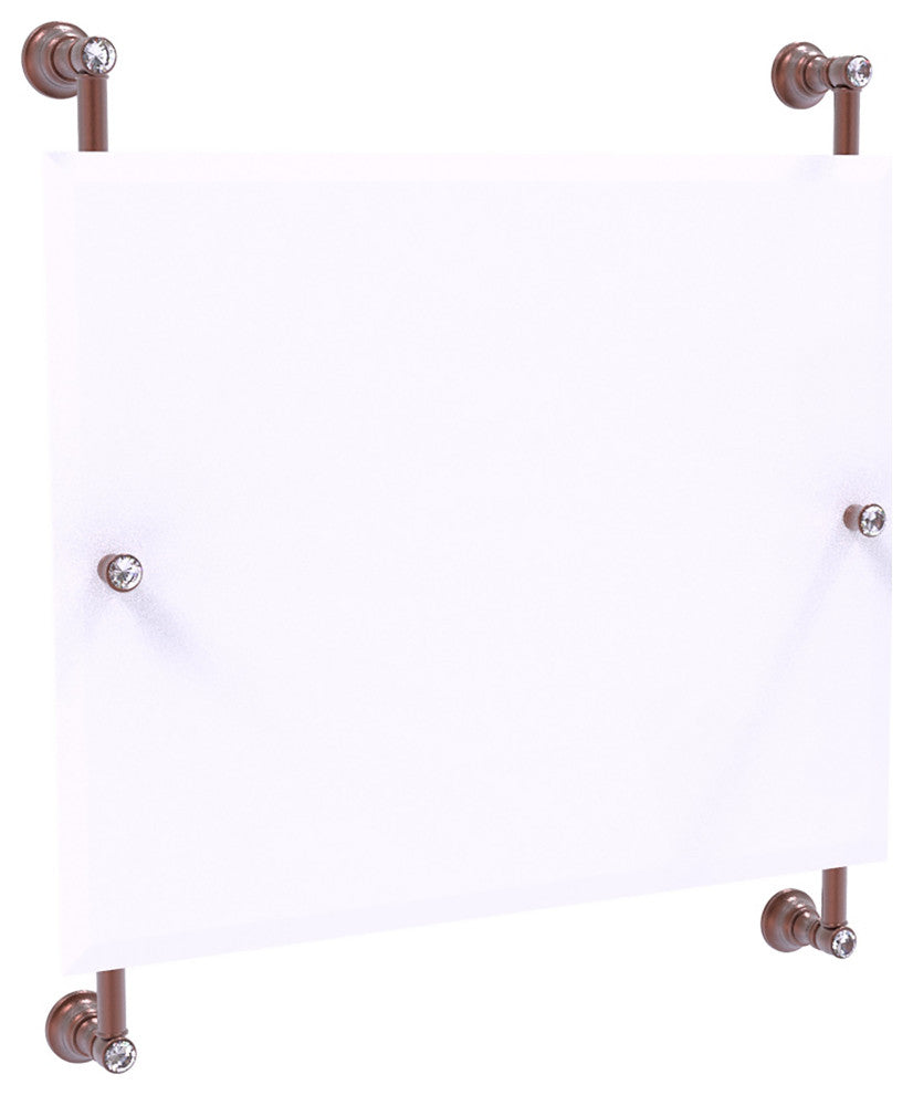 Carolina Crystal Landscape Frameless Rail Mounted Mirror, Antique Copper