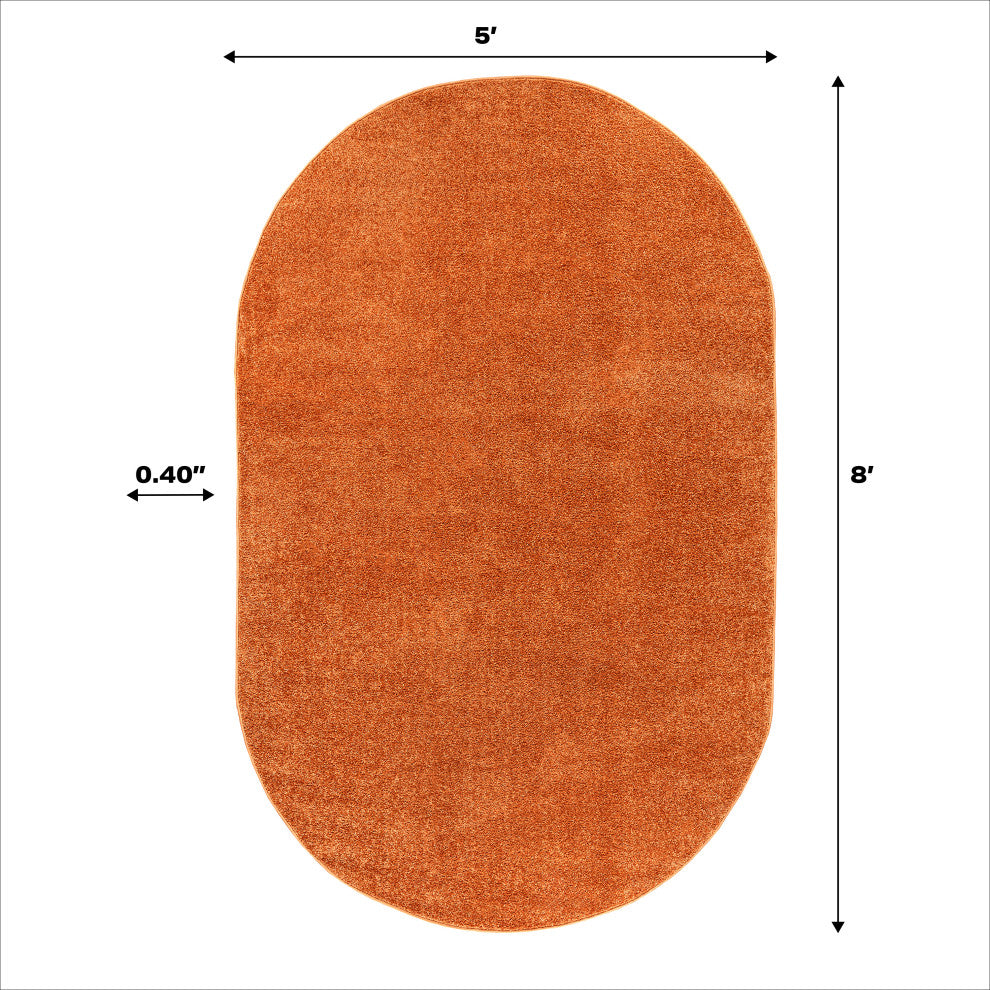 Haze Solid Low-Pile Orange 4 ft. x 6 ft. Oval Area Rug