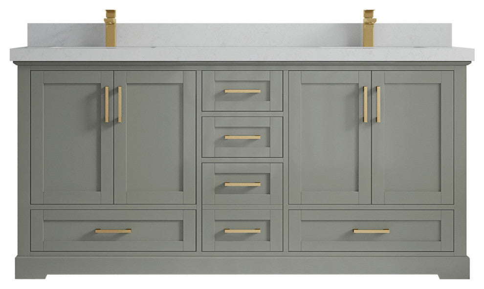 Boston 72 Double Sink Bath Vanity in Evergreen 2" Carrara Quartz