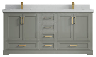 Boston 72 Double Sink Bath Vanity in Evergreen 2" Carrara Quartz