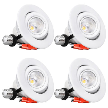 4 Pack 4" LED Gimbal Recessed Light Dimmable, ETL, 5000K Daylight
