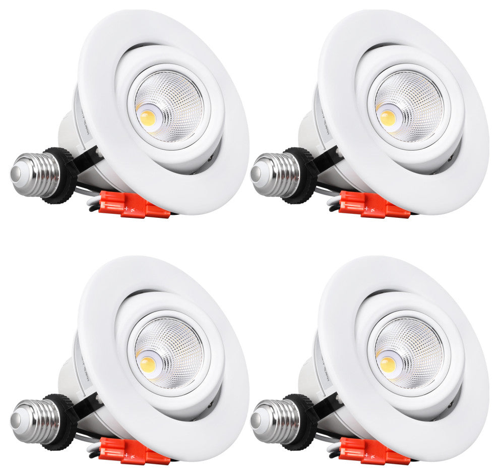 4 Pack 4" LED Gimbal Recessed Light Dimmable, ETL, 5000K Daylight