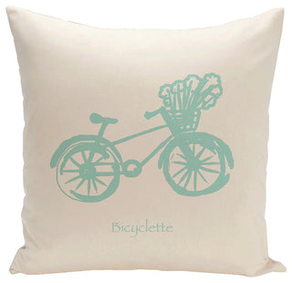 Polyester Decorative Outdoor Pillow, Bicyclette, Green, 18"x18"
