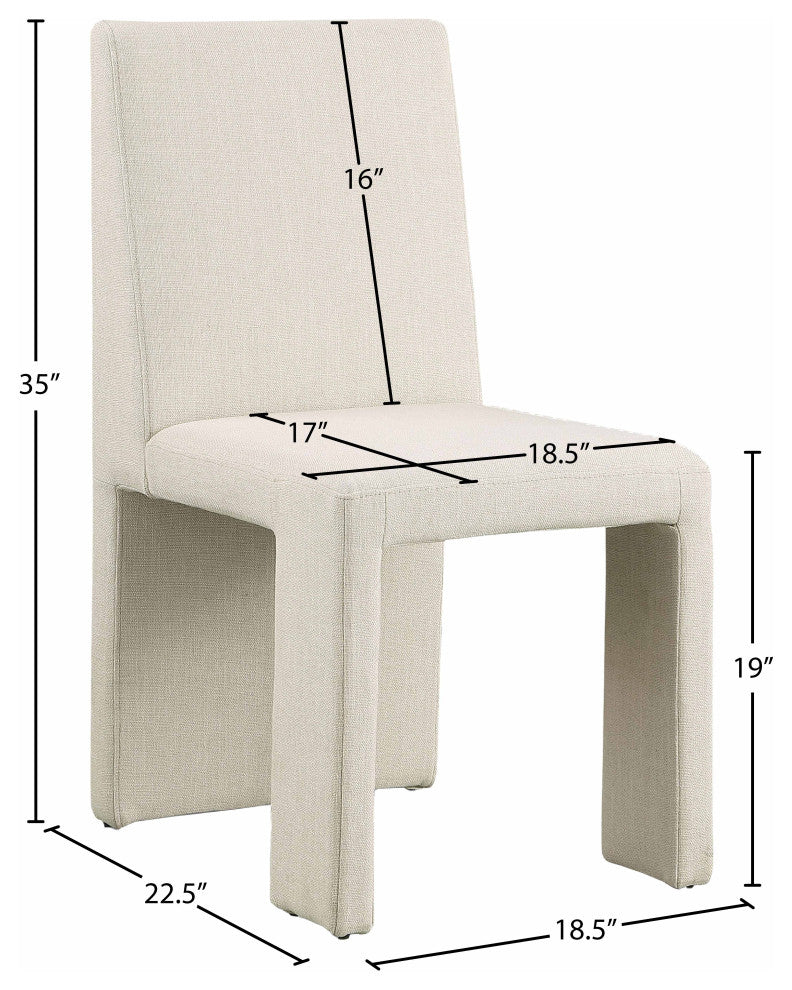 Benson Upholstered Dining Chair, Beige, Linen Texured Fabric