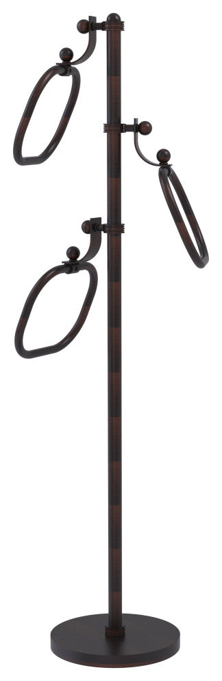 Towel Stand with 9" Oval Towel Rings, Venetian Bronze