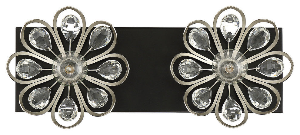 Savoy House Poppy 2LT Bath Vanity Light 8-1724-2-66, Matte Black/Satin Nickel