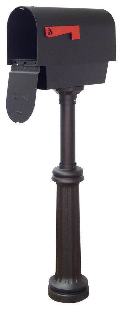 Titan Aluminum Curbside Mailbox With Newspaper Tube and Bradford Mailbox Post