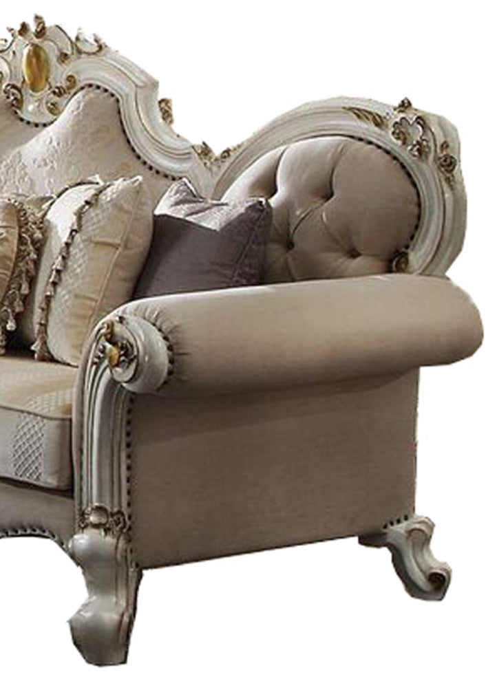 Benzara BM215004 'Scrolled Back Sofa With Rolled Arms, Antique White