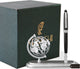 Highly Polished Chrome Plated Executive Globe Pen Desk Set