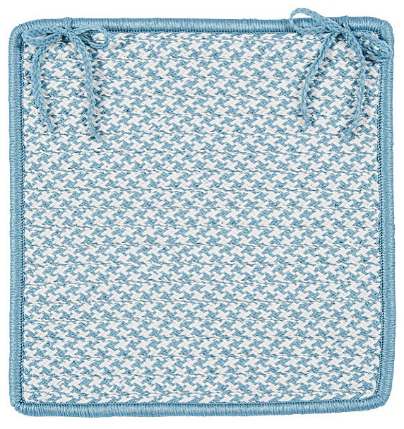 Colonial Mills Chair Pad Outdoor Houndstooth Tweed Sea Blue Chair Pad