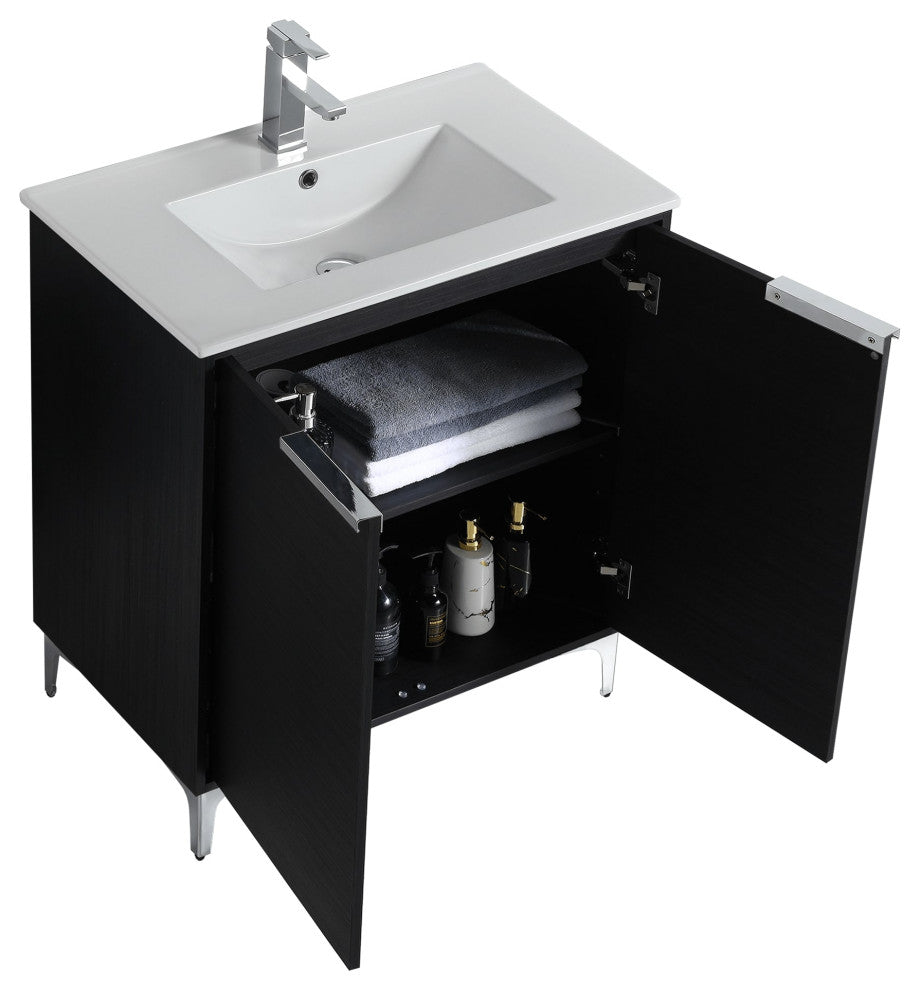 Wilmington Bath Vanity, Chestnut, 30 Inch, Polished Chrome Hardware