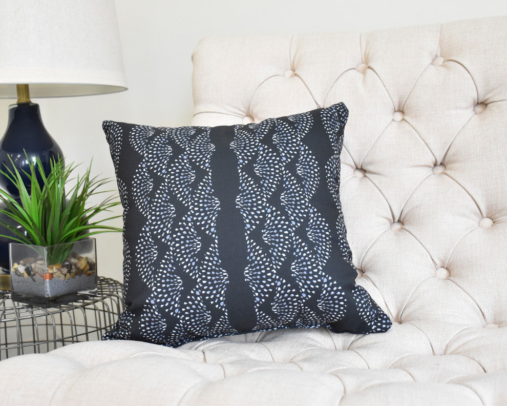 Dotted Decor 26" Black Stripe Print Decorative Throw Pillow