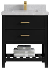 Parker 30" Single Sink Bath Vanity, Black 2" Pearl Gray