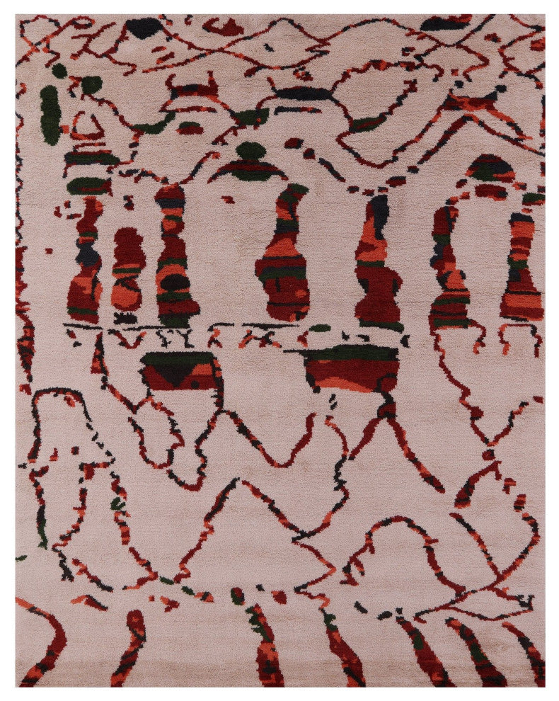 Moroccan Hand Knotted Wool Rug 8' 0" X 10' 2" Q9295