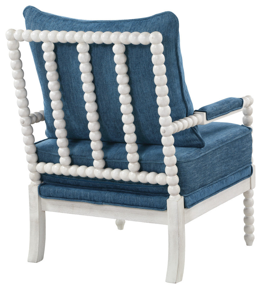 Kaylee Spindle Chair, Navy Fabric With White Frame