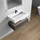 Alysa 36'' Floating Vanity, Acrylic Sink, Smoke Oak