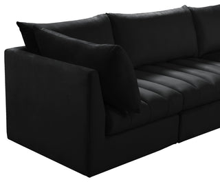 Jacob Velvet Upholstered 6-Piece L-Shaped Modular Sectional, Black