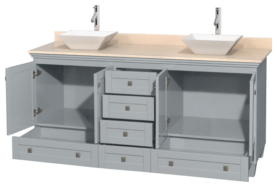 Wyndham WCV800072DOYIVD2WMXX Acclaim Two Ivory Marble Top Sink Vanity in Oyster