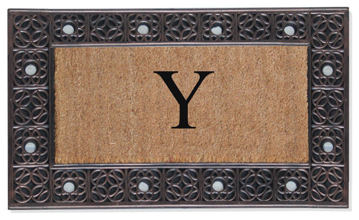 A1HC First Impression Rubber and Coir Decorative Tray Doormat 18"x30", Y