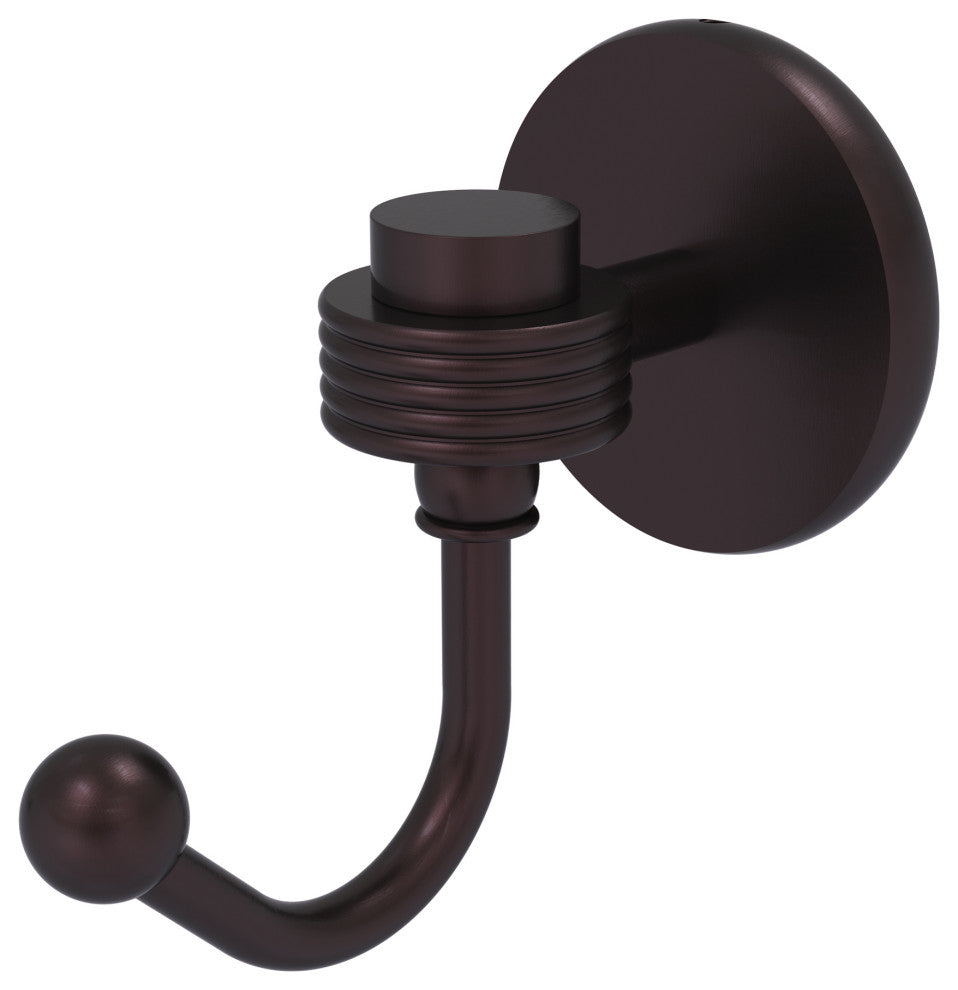 Satellite Orbit One Robe Hook With Groovy Accents, Antique Bronze