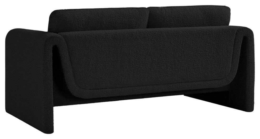 Stylus Boucle Fabric Upholstered Loveseat, Black