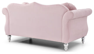 Hollywood Velvet Tufted Loveseat, Pink