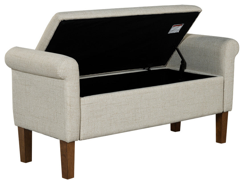 510 Design Aubrey Upholstered Storage Bench, Natural, Bench