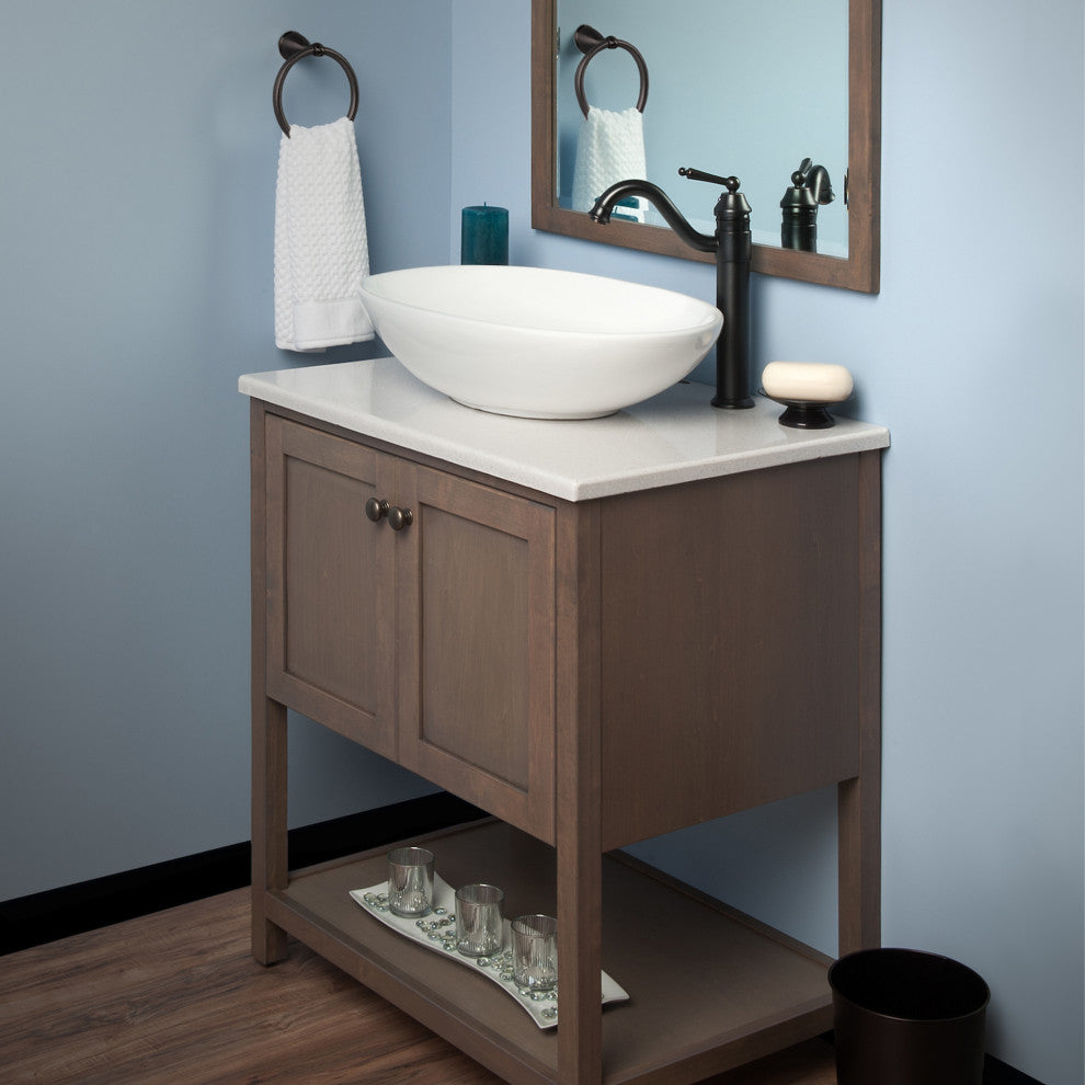 Bianco Uovo Ceramic Vessel Sink With Overflow