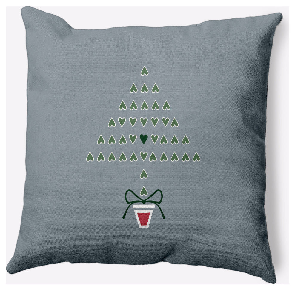 Hearty Holidays Decorative Throw Pillow, Mid Gray, 16"x16"