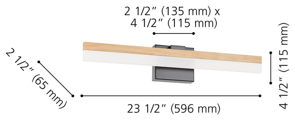 Palmital Bath/Vanity Light, Integrated LED, Natural Wood, Frosted Acrylic