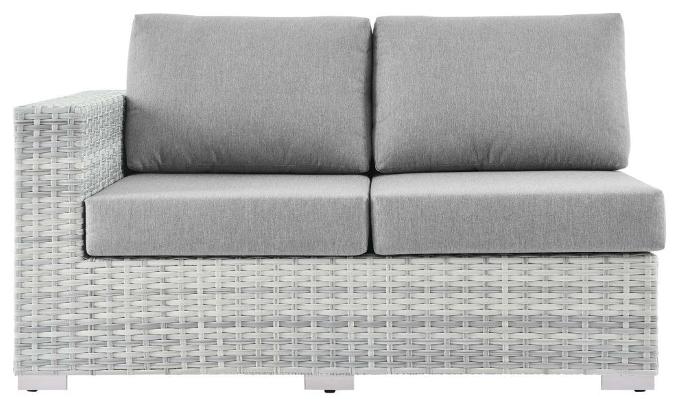 Lounge Loveseat Sofa, Rattan, Wicker, Gray, Modern, Outdoor Patio Bistro