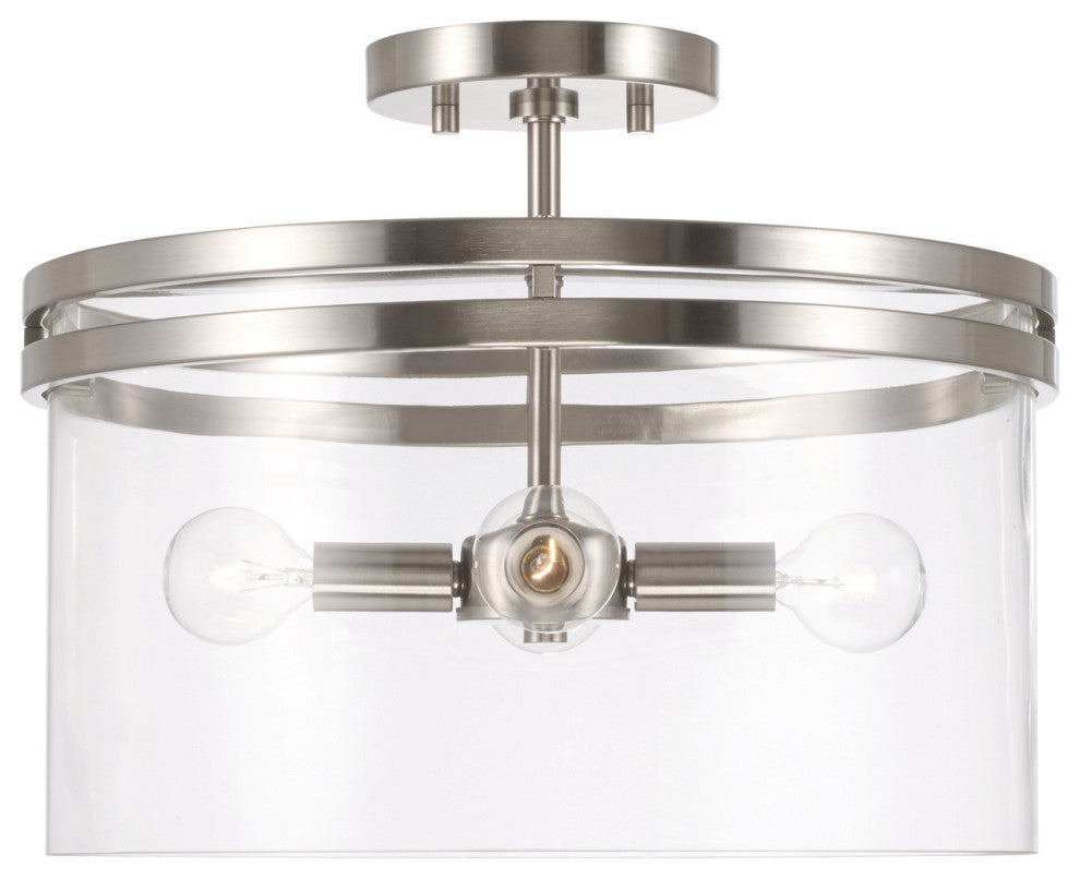 Capital Lighting 248741 Fuller 4 Light 15"W Semi-Flush Drum - Brushed Nickel
