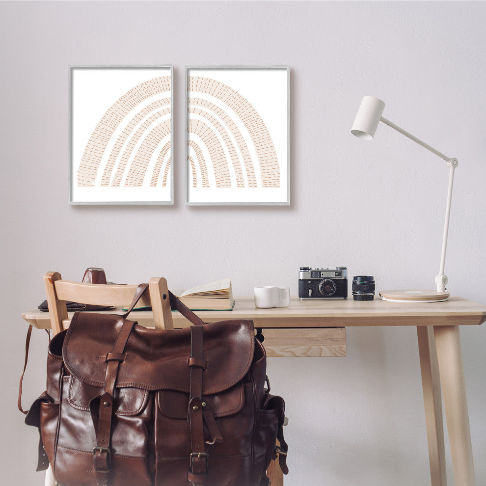 Abstract Brown Earth Tone Rainbow Stripe Pattern Arches,11 x 14