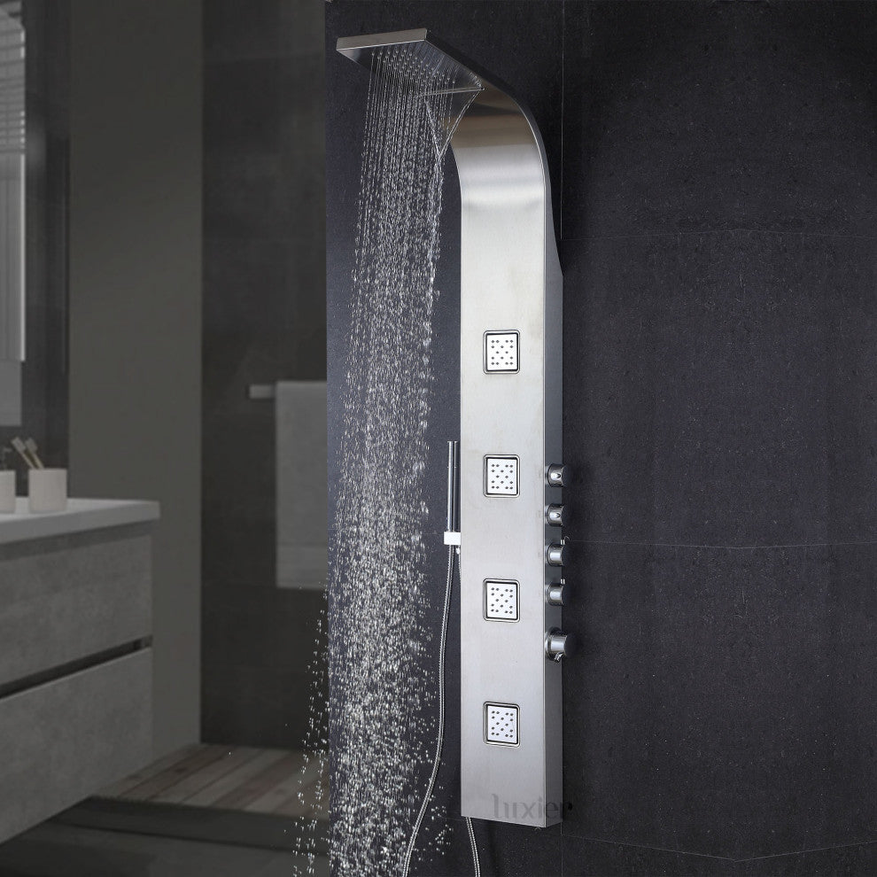 Luxier 59" Shower Panel System With Rainfall Waterfall Shower Head Hand Shower