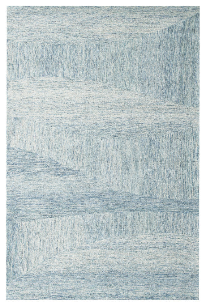 Estelle Modern Blue Abstract Hand-Tufted Wool Area Rug, 7'9" X 9'9"