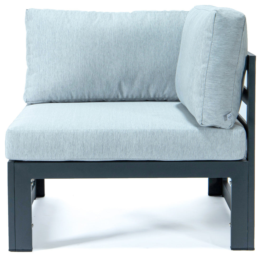 Chelsea 5-Piece Sectional Loveseat and Fire Pit Table Set, Light Grey