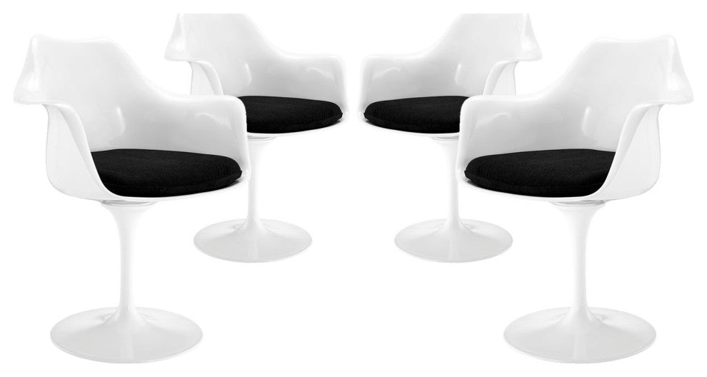 Modern Black Tulip Dining Armchair Set of 4