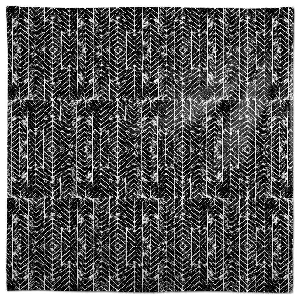 Distressed Chevron Black 58x58 Tablecloth