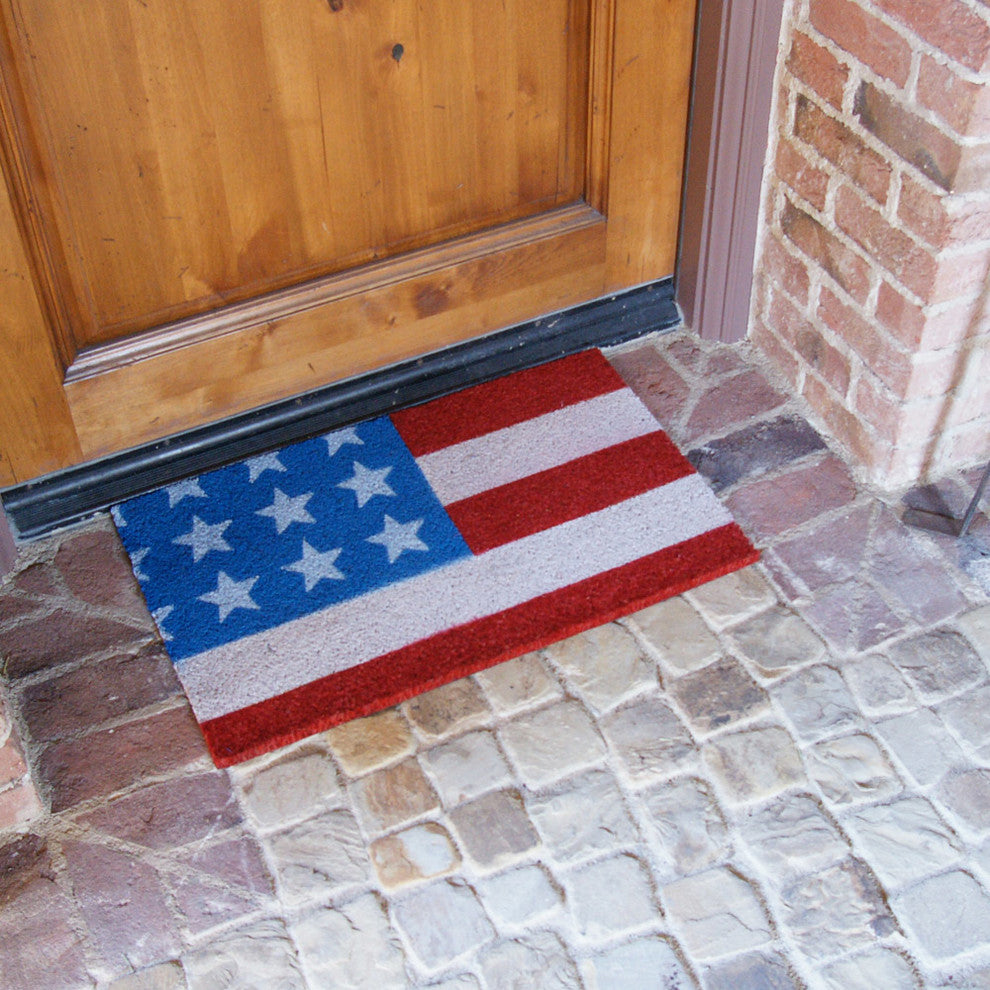 Rubber-Cal "Stars and Stripes" - Patriotic Coir Doormats - 18"x30"