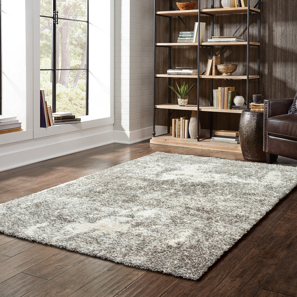 Hartley Granite Light Gray and Ivory Area Rug, 6'7"x9'6"