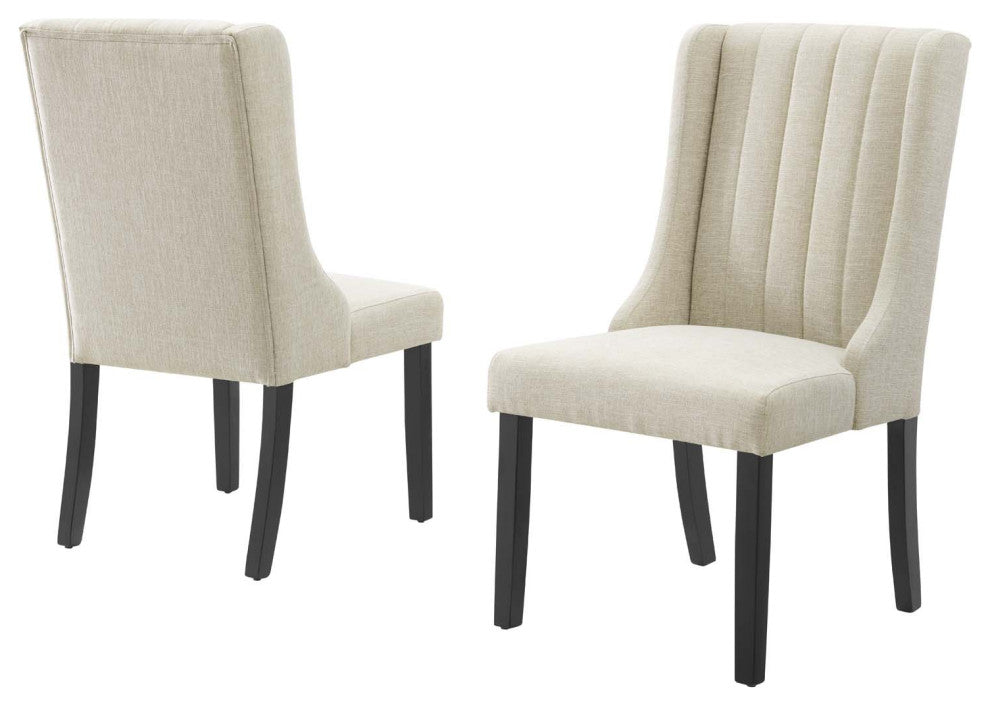 Side Dining Chair, Set of 2, Fabric, Beige, Cafe Bistro Restaurant Hospitality
